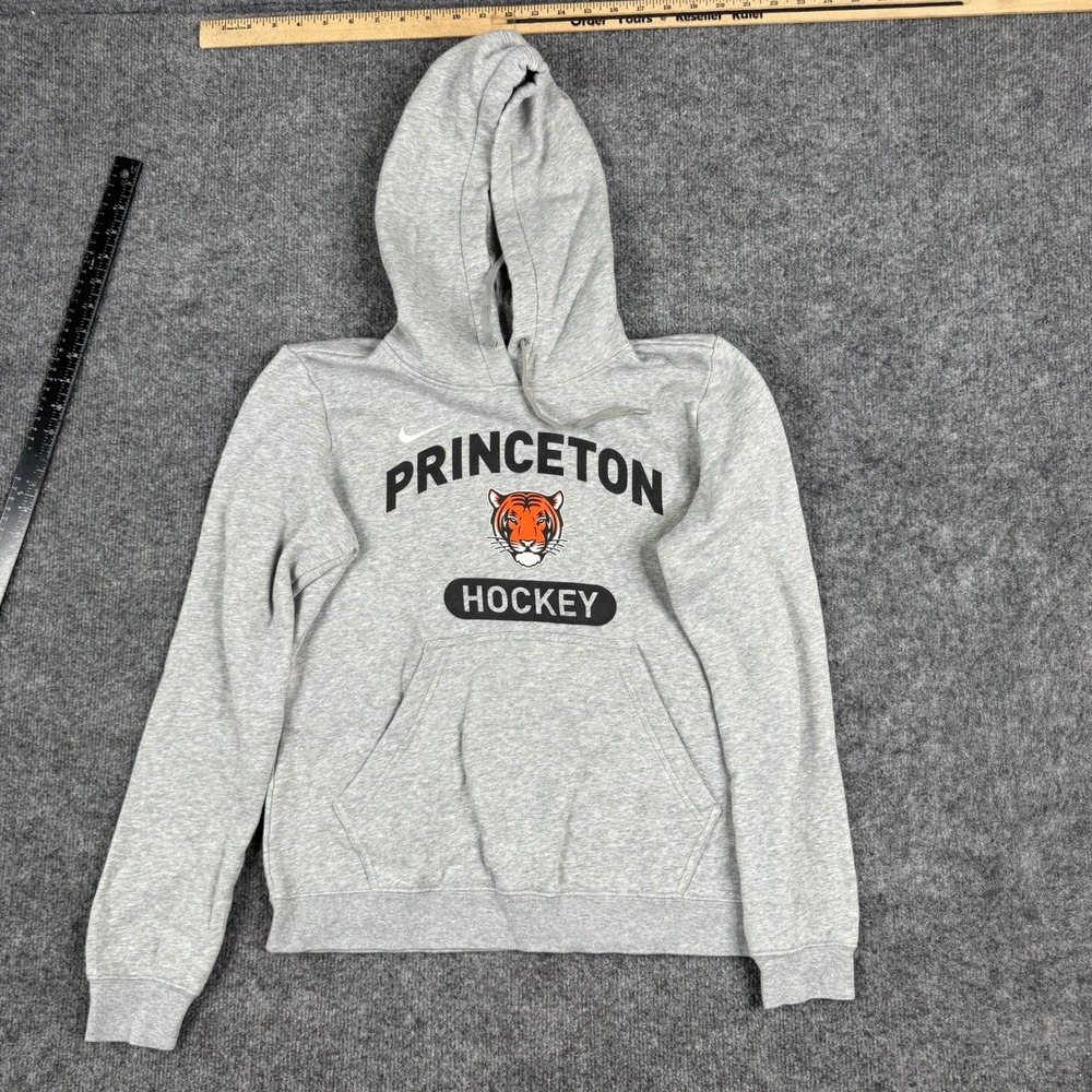Nike Hoodie Mens Size M Grey Princeton Hockey Fleece Pullover Graphic Sweatshirt